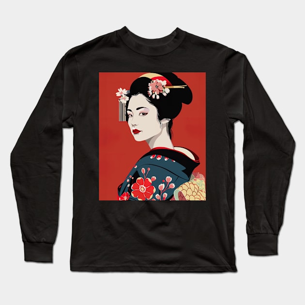 Kyoto Geisha Art Long Sleeve T-Shirt by geekmethat